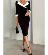 Comprar o Vestido Midi Social Tubinho em poliéster premium. Silhueta lápis e detalhes clássicos. Perfeito para eventos de primavera. Anellimn